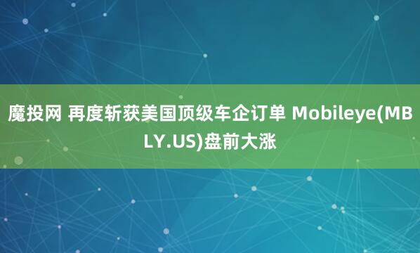 魔投网 再度斩获美国顶级车企订单 Mobileye(MBLY.US)盘前大涨